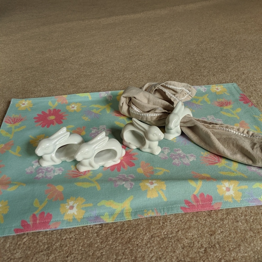 Ceramic Rabbit Napkin Rings (set of 4)